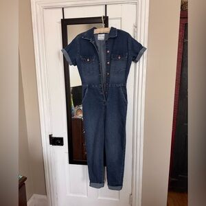 Celebrity Pink Blue Denim Boiler Suit Size M